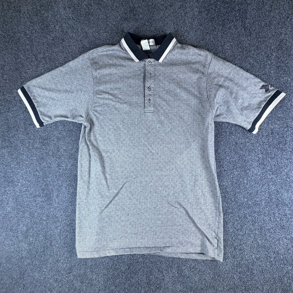 Vintage Munsingwear Penguin Polo Shirt Mens Large Gray Diamond Knit Made in USA